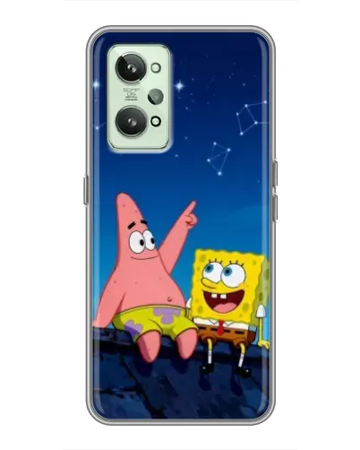Чехол для Realme GT2 с картинкой «Губка Боб и Патрик ночью»