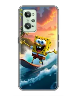 Чехол для Realme GT2 с картинкой «Губка Боб серфингист»