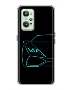 Чехол для Realme GT2 с картинкой «Голубой силуэт Lamborghini» Чехол для Realme GT2 с картинкой «Голубой силуэт Lamborghini»