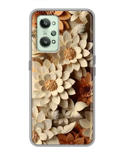 Чехол для Realme GT2 с картинкой «Бежевый флористический декор»