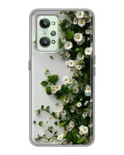 Чехол для Realme GT2 с картинкой «Ветка мелких белых цветов»