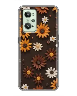 Чехол для Realme GT2 с картинкой «Узор из маленьких подсолнухов»