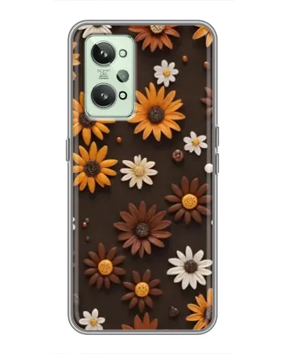 Чехол для Realme GT2 с картинкой «Узор из маленьких подсолнухов»