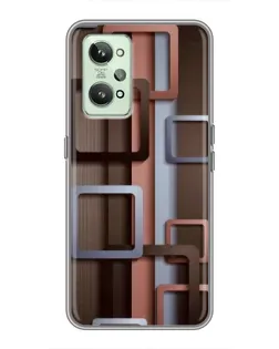 Чохол для Realme GT2 з картинкою «Коричневі об'ємні квадрати»