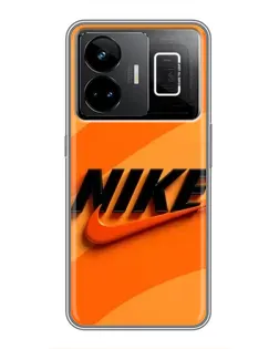 Чехол для Realme GT3 с картинкой «Оранжевый драйв Nike»