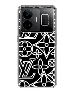 Чехол для Realme GT3 с картинкой «Черно-белый узор LV»