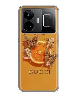 Чехол для Realme GT3 с картинкой «Gucci — золотые бабочки» Чехол для Realme GT3 с картинкой «Gucci — золотые бабочки»