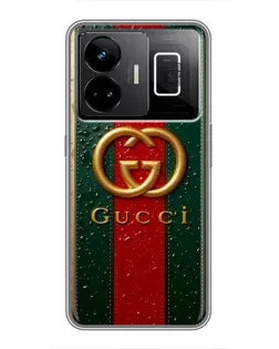 Чехол для Realme GT3 с картинкой «Gucci — фирменная полоса и золото» Чехол для Realme GT3 с картинкой «Gucci — фирменная полоса и золото»