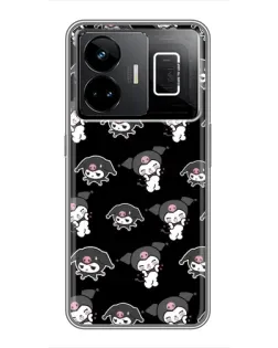Чехол для Realme GT3 с картинкой «Черный паттерн Kuromi»