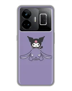 Чехол для Realme GT3 с картинкой «Kuromi на лиловом фоне»