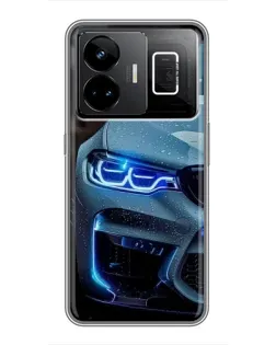 Чехол для Realme GT3 с картинкой «Взгляд BMW с синими фарами»