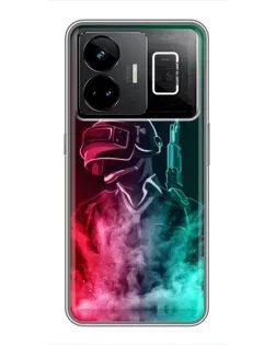 Чехол для Realme GT3 с картинкой «PUBG — огненный воин» Чехол для Realme GT3 с картинкой «PUBG — огненный воин»