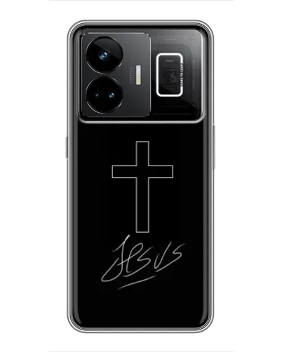 Чехол для Realme GT3 с картинкой «Графический крест Jesus» Чехол для Realme GT3 с картинкой «Графический крест Jesus»