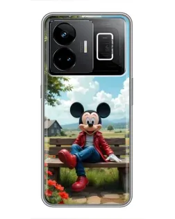 Чехол для Realme GT3 с картинкой «Микки на скамейке»