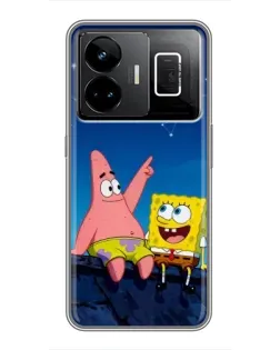 Чехол для Realme GT3 с картинкой «Губка Боб и Патрик ночью» Чехол для Realme GT3 с картинкой «Губка Боб и Патрик ночью»