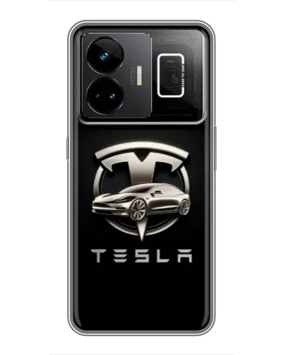 Чехол для Realme GT3 с картинкой «Tesla — серебристое авто» Чехол для Realme GT3 с картинкой «Tesla — серебристое авто»