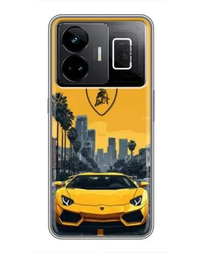 Чехол для Realme GT3 с картинкой «Желтый Lamborghini город»