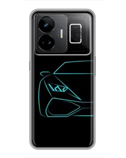 Чохол для Realme GT3 з картинкою «Блакитний силует Lamborghini» Чохол для Realme GT3 з картинкою «Блакитний силует Lamborghini»