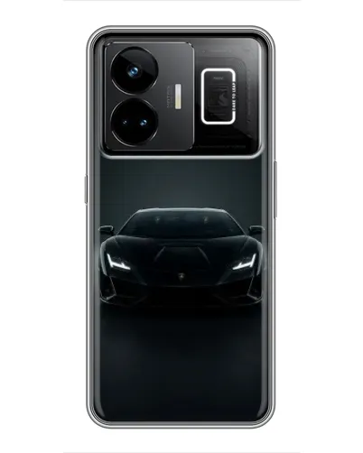Чехол для Realme GT3 с картинкой «Черный Lamborghini Aventador»