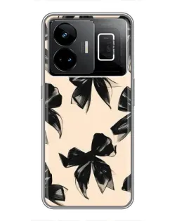 Чехол для Realme GT3 с картинкой «Паттерн черные банты»
