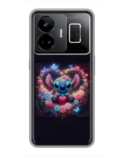 Чехол для Realme GT3 с картинкой «Stitch в цветах»