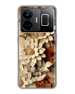 Чохол для Realme GT3 з картинкою «Бежевий флористичний декор»