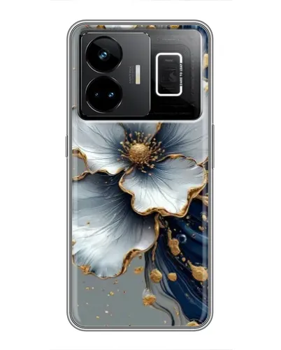 Чехол для Realme GT3 с картинкой «Белый цветок и золотой флюид» Чехол для Realme GT3 с картинкой «Белый цветок и золотой флюид»