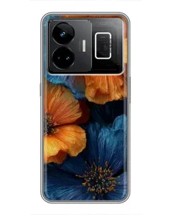 Чохол для Realme GT3 з картинкою «Яскрава синьо-помаранчева флора»