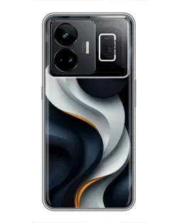 Чехол для Realme GT3 с картинкой «Объемные черно-белые ленты» Чехол для Realme GT3 с картинкой «Объемные черно-белые ленты»