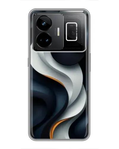 Чехол для Realme GT3 с картинкой «Объемные черно-белые ленты»