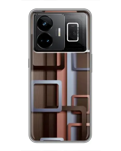 Чехол для Realme GT3 с картинкой «Коричневые объемные квадраты»