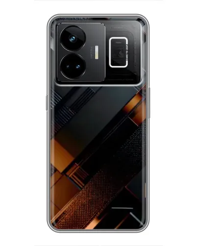 Чехол для Realme GT3 с картинкой «Черные геометрические блоки»
