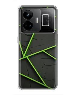 Чехол для Realme GT3 с картинкой «Зеленые геометрические линии» Чехол для Realme GT3 с картинкой «Зеленые геометрические линии»