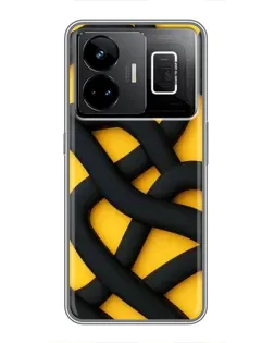 Чехол для Realme GT3 с картинкой «Черное желтое переплетение» Чехол для Realme GT3 с картинкой «Черное желтое переплетение»