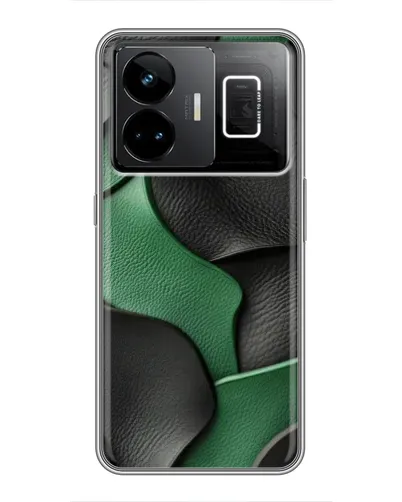 Чехол для Realme GT3 с картинкой «Зеленые кожаные волны»