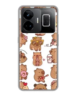 Чехол для Realme GT3 с картинкой «Стикерпак с капибарами»
