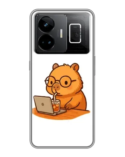 Чехол для Realme GT3 с картинкой «Капибара с ноутбуком» Чехол для Realme GT3 с картинкой «Капибара с ноутбуком»
