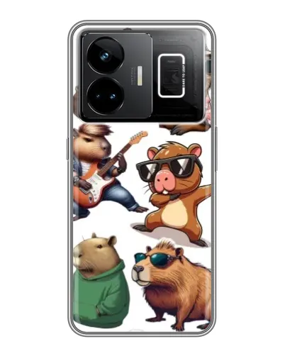 Чехол для Realme GT3 с картинкой «Крутые капибары музыканты» Чехол для Realme GT3 с картинкой «Крутые капибары музыканты»