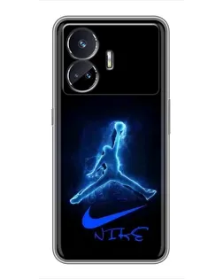 Чехол для Realme GT5 с картинкой «Jordan Neon Blue»