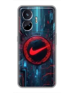 Чехол для Realme GT5 с картинкой «Техногенный стиль Nike»