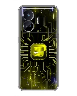 Чехол для Realme GT5 с картинкой «Nike — золотая искра»