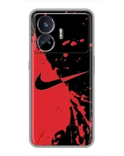 Чехол для Realme GT5 с картинкой «Красные брызги Nike»