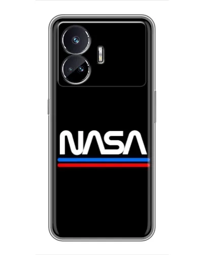 Чехол для Realme GT5 с картинкой «NASA — классика Red Blue» Чехол для Realme GT5 с картинкой «NASA — классика Red Blue»