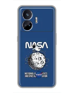 Чехол для Realme GT5 с картинкой «NASA — лунная миссия»
