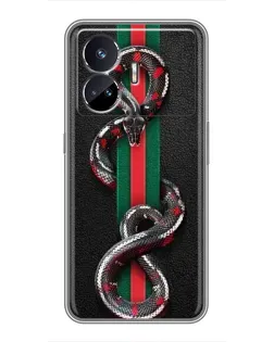 Чехол для Realme GT5 с картинкой «Gucci — змея на полосе» Чехол для Realme GT5 с картинкой «Gucci — змея на полосе»