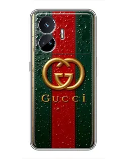 Чехол для Realme GT5 с картинкой «Gucci — фирменная полоса и золото» Чехол для Realme GT5 с картинкой «Gucci — фирменная полоса и золото»
