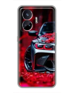 Чохол для Realme GT5 з картинкою «Спортивна BMW та квіти»