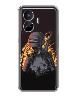 Чехол для Realme GT5 с картинкой «PUBG — огненный силуэт»
