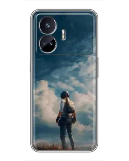 Чехол для Realme GT5 с картинкой «Герой PUBG на скале»