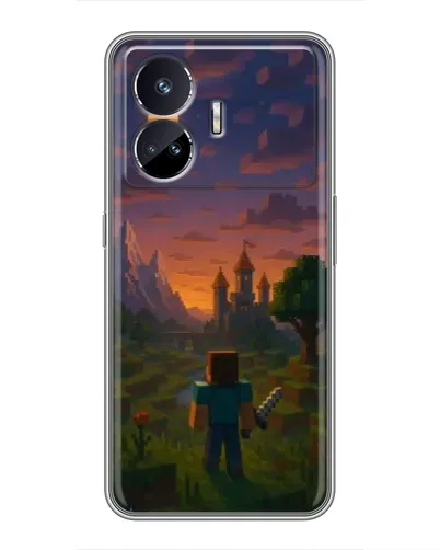 Чехол для Realme GT5 с картинкой «Стив у башни» Чехол для Realme GT5 с картинкой «Стив у башни»